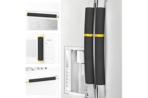 ELCOOR Refrigerator Handle Covers, 5PCS, Safeguard Your Kitchen and Appliances and Keep Them Clear of Grease, Stains etc. Upgrade Your Kitchen Decor with Original Design,Timesaver!(Black/Gold)