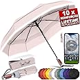 Royal Walk Windproof Folding Travel Umbrella Compact and Strong Luxurious Real Wood Handle Automatic Open Close Vented Double Canopy for Men and Women