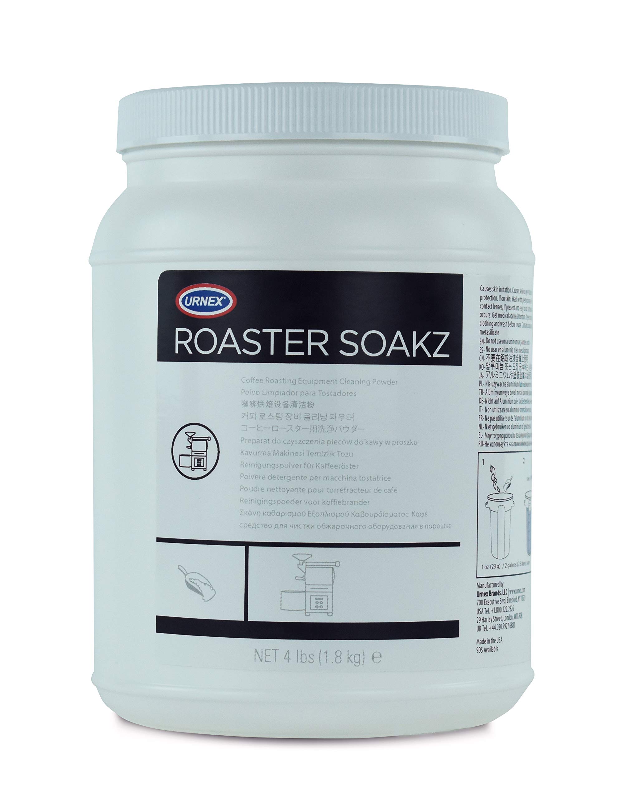 Urnex Roaster Soakz, Coffee Roasting Equipment Cleaning Powder, 1.8KG, White