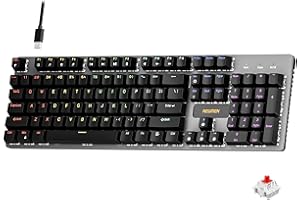 Newmen GM325Pro Mechanical Keyboard,104 Keys Rainbow LED Backlit Wired Gaming Keyboards,Hot-Swap Metal Panel ABS Black Keycaps Gaming Mechanical Keyboard for Windows Laptop PC Linear Red Switches