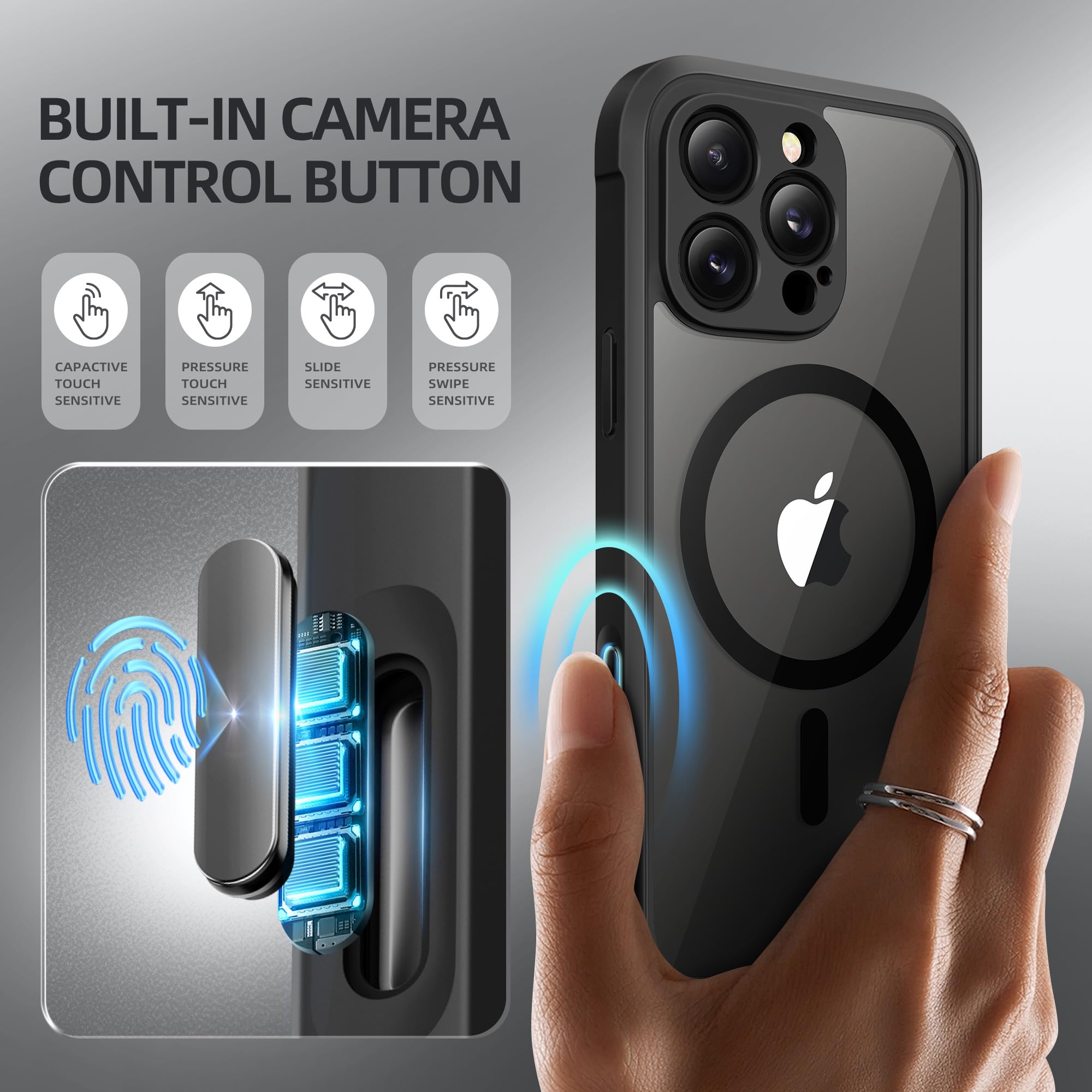 BERFY for iPhone 16 Pro Max Case, Compatible with MagSafe, Built-in Privacy Screen Protector and Camera Protection, Anti-Spy Full Body Shockproof Clear Phone Case for 16 Pro Max 6.9