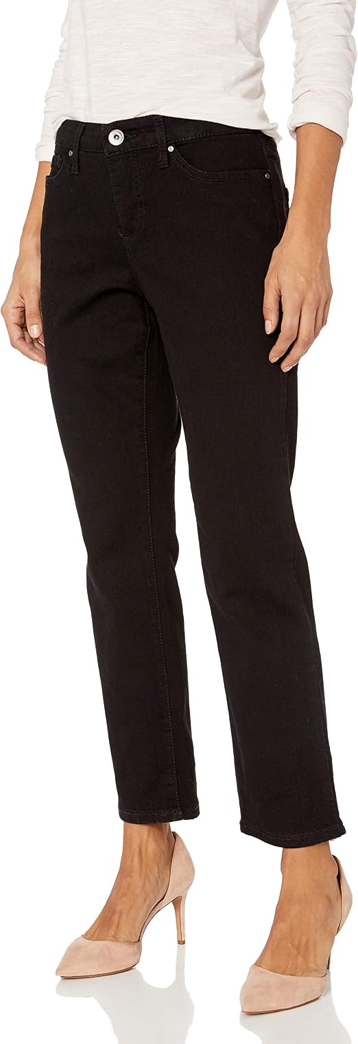 Jean Noir Bandolino Mandie Taille 8P - Occasion Excellent état, Coupe Straight Leg, Longueur 29, Coton Mélangé