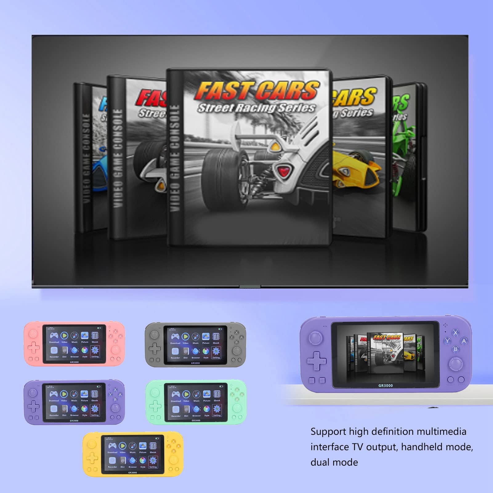 Handheld Game Console, 5.1in HD Game Console Portable Electric Game Player Vintage Game Controller Vintage Game Console for Kids Adults, Handheld Mode & 2 Person Mode (Yellow)