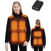 FrostVoyage Women's Heated Jackets with 18400mAh Battery Pack, 10 Heat Zones, Soft Heated Fleece Jacket for Women