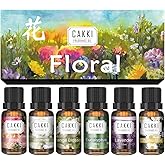 CAKKI Essential Oils for Diffusers for Home, Floral Fragrance Oils Set, 6x10ml, Rose, Lavender, Chamomile, Eucalyptus, Orange Blossom, Jasmine, Aromatherapy Oils, for Candles Making, for Humidifiers