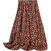 Milumia Women's Plus Size Floral Print Long Skirt High Waist A Line Flowy Maxi Skirts