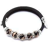 Original Murano Glass Bracelet Handmade In Italy Memory Wire Lampwork Beads Cuff Black Hand Blown Glass