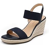 DREAM PAIRS Womens Open Toe Espadrilles Dressy Platform Sandals Slip on Elastic Ankle Strap Wedges Sandals
