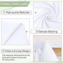 FANPROMS White Table Skirt for Rectangle Tables 6FT