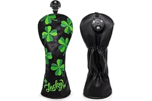 Golf Club Headcover Golf Lucky Clover Magnetic Closure Elegant Embroidery Premium Leather Driver Fairway Wood Hybrid Blade Ma