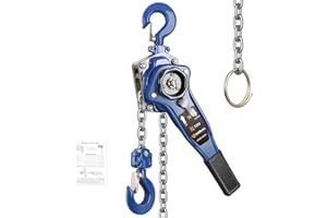 ANBULL Lever Chain Hoist 1650LBS 5FT, 3/4 Ton 1.5M Manual Ratchet Chain Puller Hoist w/G80 Galvanized Chain for Building Garages Warehouse Automotive Machinery