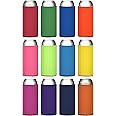 TahoeBay Slim Can Cooler Sleeves (12-Pack) Skinny Tall Cans 12 Oz Bulk Thin Seltzer Fit Sublimation Blanks for Vinyl Plain Blank Foam Beer Bottles Black White Assorted Solid Set (Multicolor)