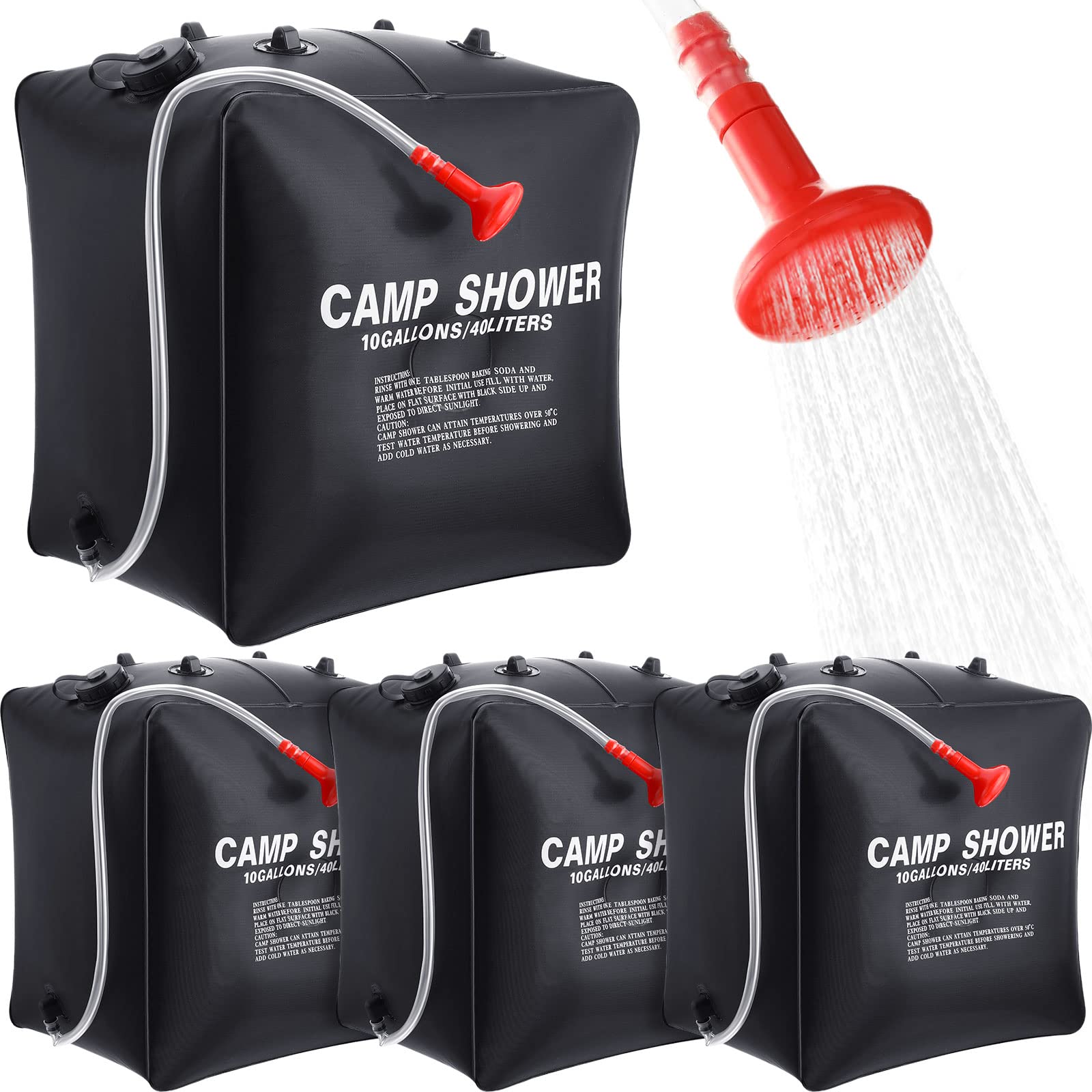 Photo 1 of Retisee 2 Pcs 10 Gallons/ 40L Solar Camping Showers with Hot Water Portable Camping Shower Bag with Removable Hose Shower Nylon Ropes for Outdoor Hiking Climbing Traveling