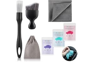 AX2V 7Pcs Car Interior Detailing Cleaning Kit, Detailing Brush Set,Clean Gel, Wash Kit, Cleaning Tools for Car,Keyboard and I