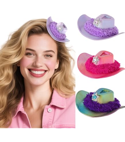 1388 Women\'s Glitter Faux Felt Cowboy Hat Set For Western Party Costume(us Gossifan Western Hats for Women Men Sparkly Cowgirl Hat Wide  main image 2