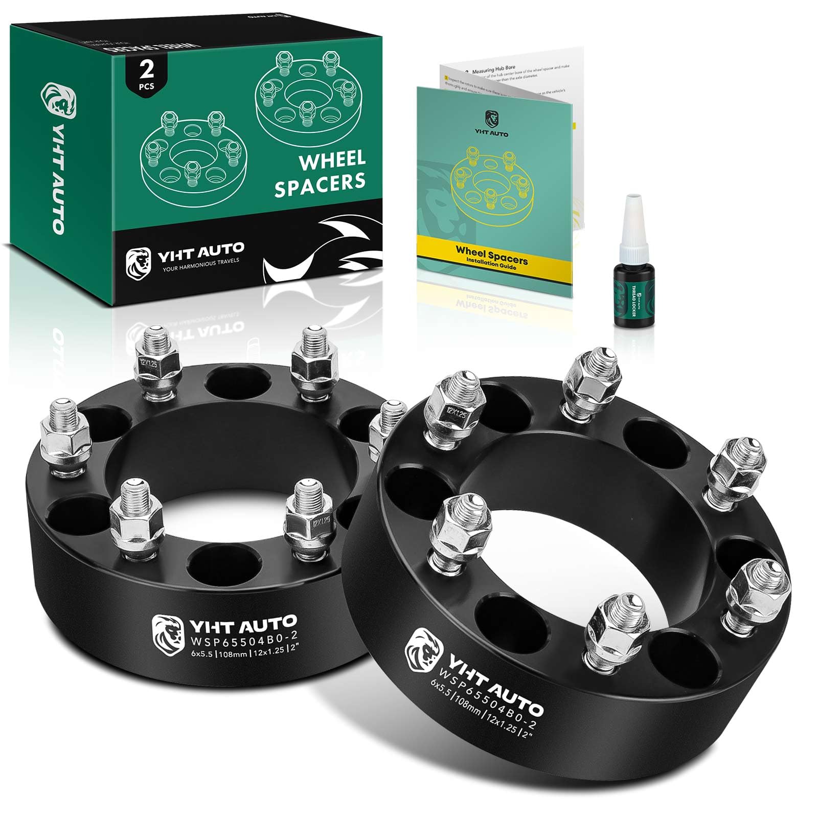 Photo 1 of YHTAUTO 6x5.5 Wheel Spacers 2 inch Fits Infiniti, Nissan Models: Frontier, Pathfinder, Titan, Forged 6x139.7mm Tire Spacers 50mm with M12x1.25 Studs 108mm Center?Bore, Not Hubcentric, 2PCS, Black
