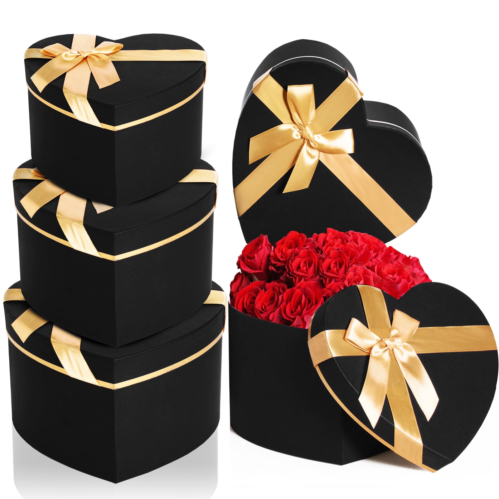 Photo 1 of *MISSING PARTS UNKNOWN*
Resurhang Black 4 Pcs Valentines Heart Shaped Gift Box with Lid for Flower Arrangement Large Present Gift Box for Valentine's Day Wedding Birthday Anniversary Party (Classic)