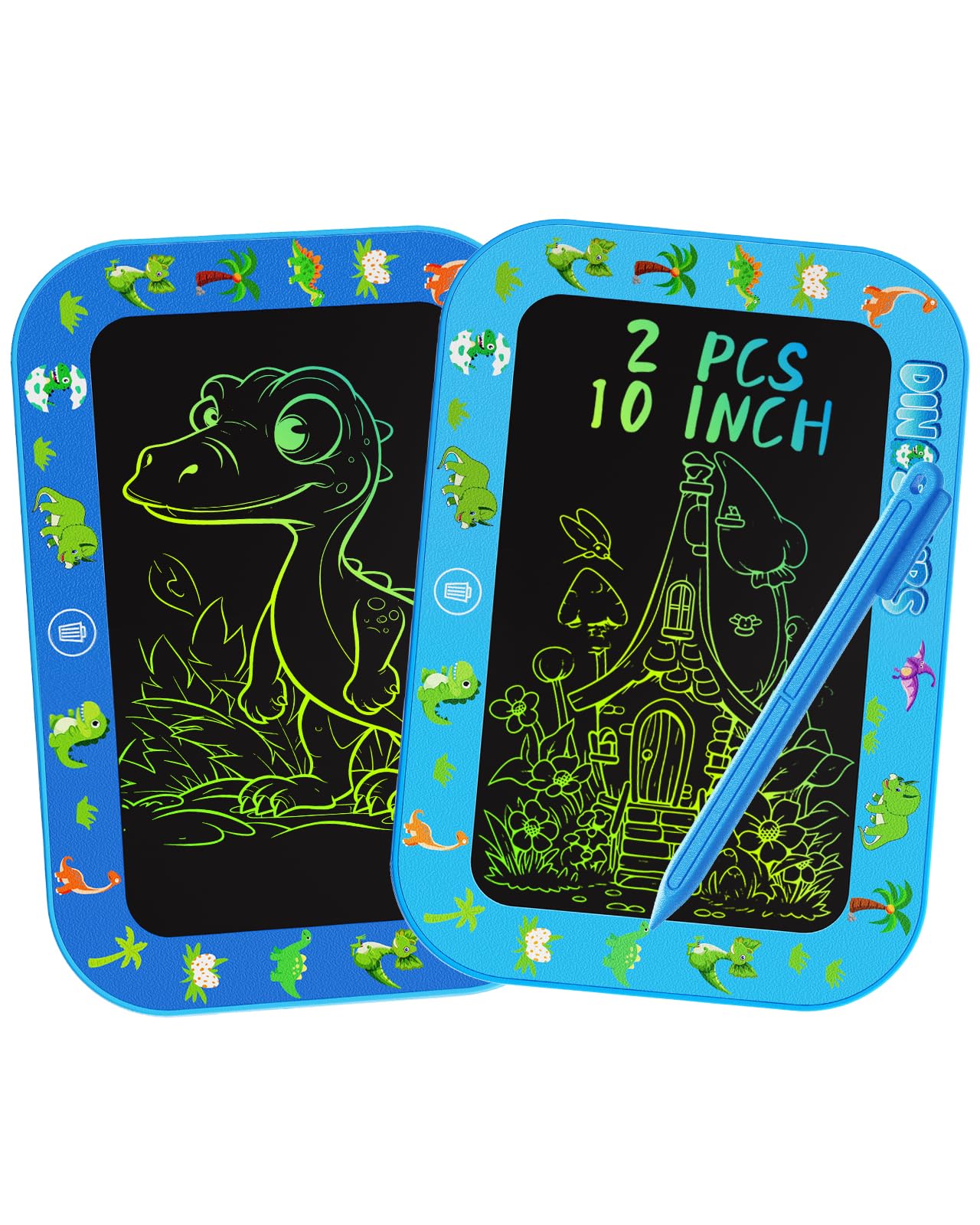 UZAHSK 2 Pack LCD Writing Board for Girls Boys Kids,10 Inch Colorful Toddler Doodle Board, Educational Learning Toys for 3-8 Years Old as Gift(Dark Blue&Lght Blue)