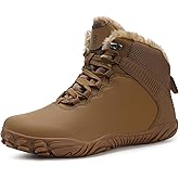Womens Mens Barefoot Boots | Waterproof Winter Snow Boots | Warm Ankle Booties with Arch Support | Wide Width Hike Work Shoes | Zero Drop Sole |