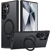 Mondelete for Samsung Galaxy S24 Ultra Case, Magnetic Adjustable Ring Stand [Fit for Magsafe], [Military-Grade Shockproof Protection] Phone Case for S24 Ultra Case with Kickstand&Ring Holder (Black)