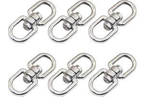 AUXBC 6PCS M6 Swivel Eye Hook, Double Ended Stainless Steel Ring to Ring Hook for Garden, Home, or Shop