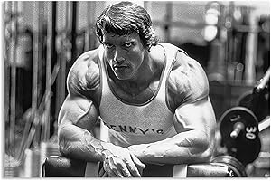 Arnold Schwarzenegger Canvas Wall Art Bodybuilding Inspirational Posters Fitness Sports Black and White Canvas Painting Gym D