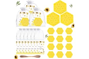 KBDHYY 50Set Bee Themed Soaps Baby Shower Favors Mini Honeycomb Handmade Scent Soap Gift with Thank You Card Organza Bags for Guest Honey Keepsakes Gender Reveal Birthday Decorations Game Prizes