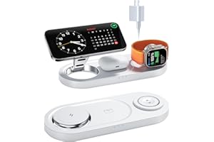 MOENCASE Upgraded 3 in 1 Wireless Charging Station for Apple Devices, Faster Mag-Safe Charger Stand, Magnetic Charger Station for iPhone 17/16/15/14/13/12 Series & AirPods Pro & Apple Watch Series (White)