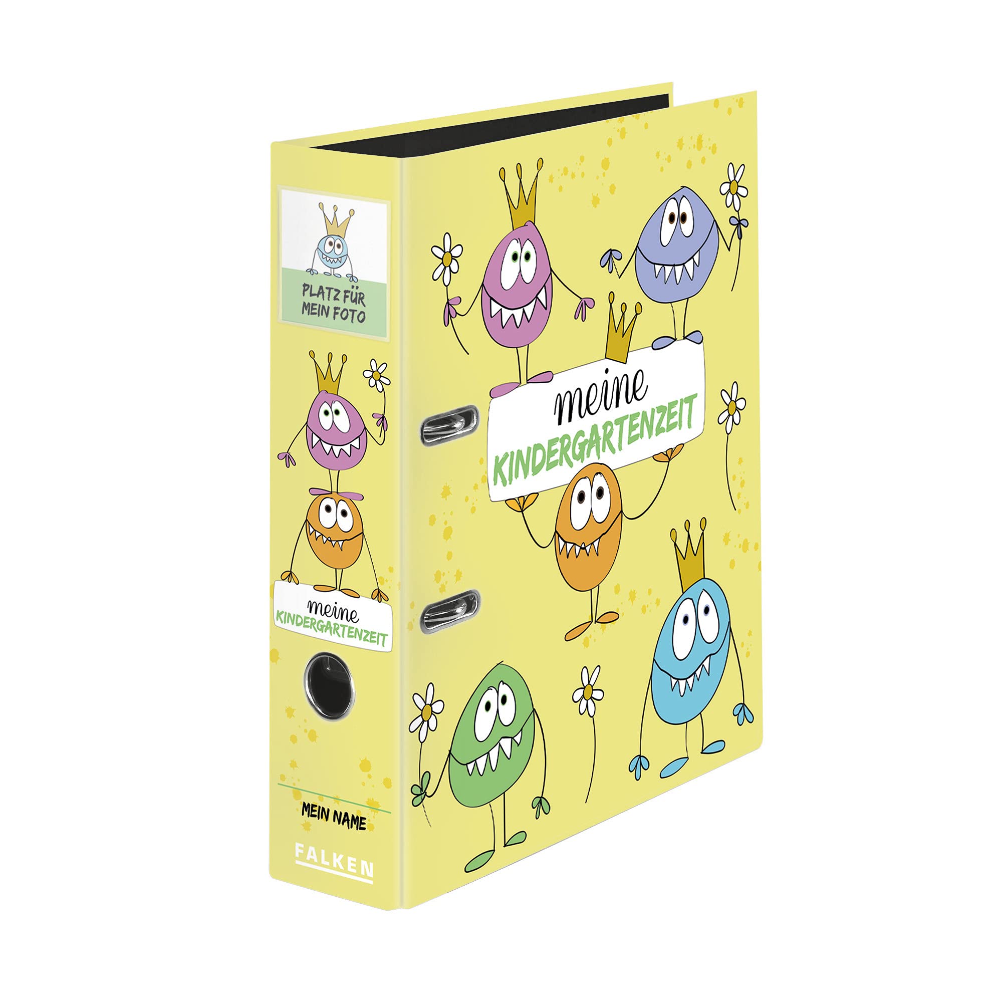 Original Falken motif folder kindergarten with insert pocket. Made in Germany. 8 cm wide DIN A4 motif monster, ring binder file folder letter folder office folder plastic folder