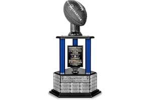TrophySmack Perpetual Fantasy Football Trophy - Customizable Championship Trophy Award Winner | Engraving Included up to 19 Years Past Winners | 26-56 Inch (Vivid Black)