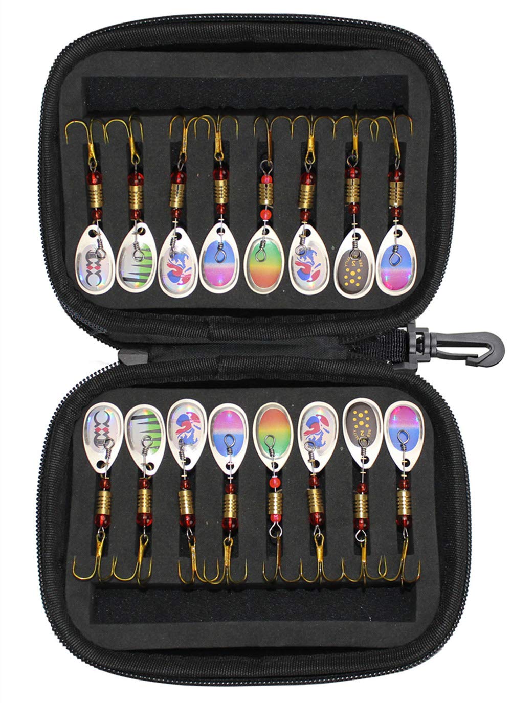 Fishing Lures Kit, MKNZOME Trout Bass Fishing Spinner Spoon Bait with Fishing Tackle Box Artificial Floating Lure Spinnerbaits Swimbaits for Mackerel Cod Pike Walleye Perch Fishing