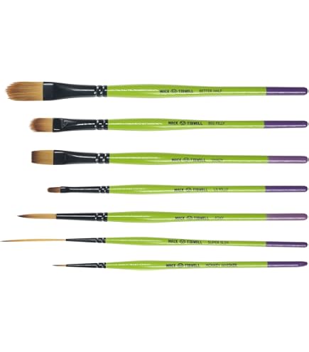 Andrew Mack Set 8 Pennelli Per Pinstriping Serie Drag'n Fly, Ted Turner, Dimensioni 000-5, Setole Sintetiche Teijin Per Smalti, Inchiostri E Uretani