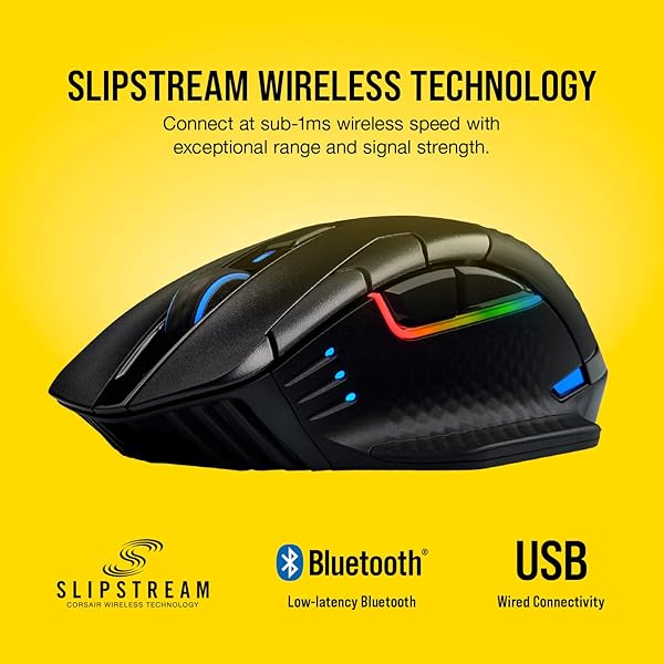 CORSAIR DARK CORE RGB PRO WIRELESS/WIRED FPS MOBA GAMING MOUSE – 18,000 DPI, FAST RESPONSE TIME, 8 PROGRAMMABLE SIDE BUTTONS, DYNAMIC MULTI-COLOR BACKLIGHTING – BLACK
