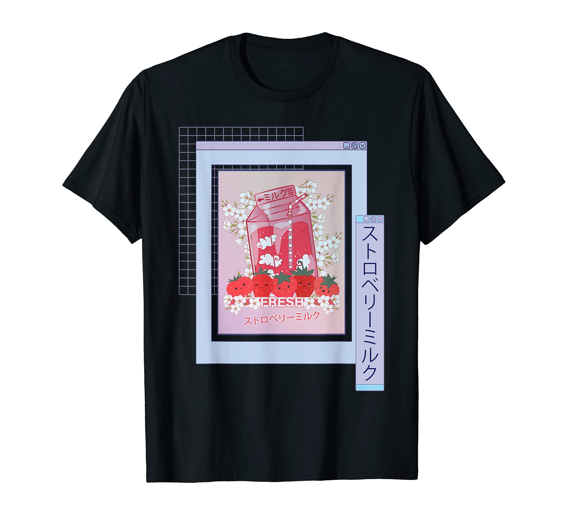 Anime Kawaii Japanese - Strawberry Flower - Strawberry Milk T-Shirt