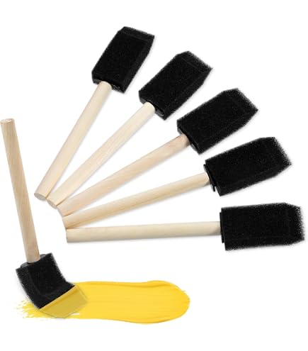 75-Piece Foam Paint Brush Set – 1 Inch Sponge Brushes, Wood Handle – For Stains, Crafts, Art Projects