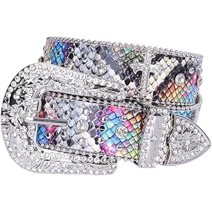 ESTRAPVIA Rhinestone Bling Gothic Belt with Crystal Diamond - Western Cowboy/girl Belt for Jeans, Festivals & Halloween