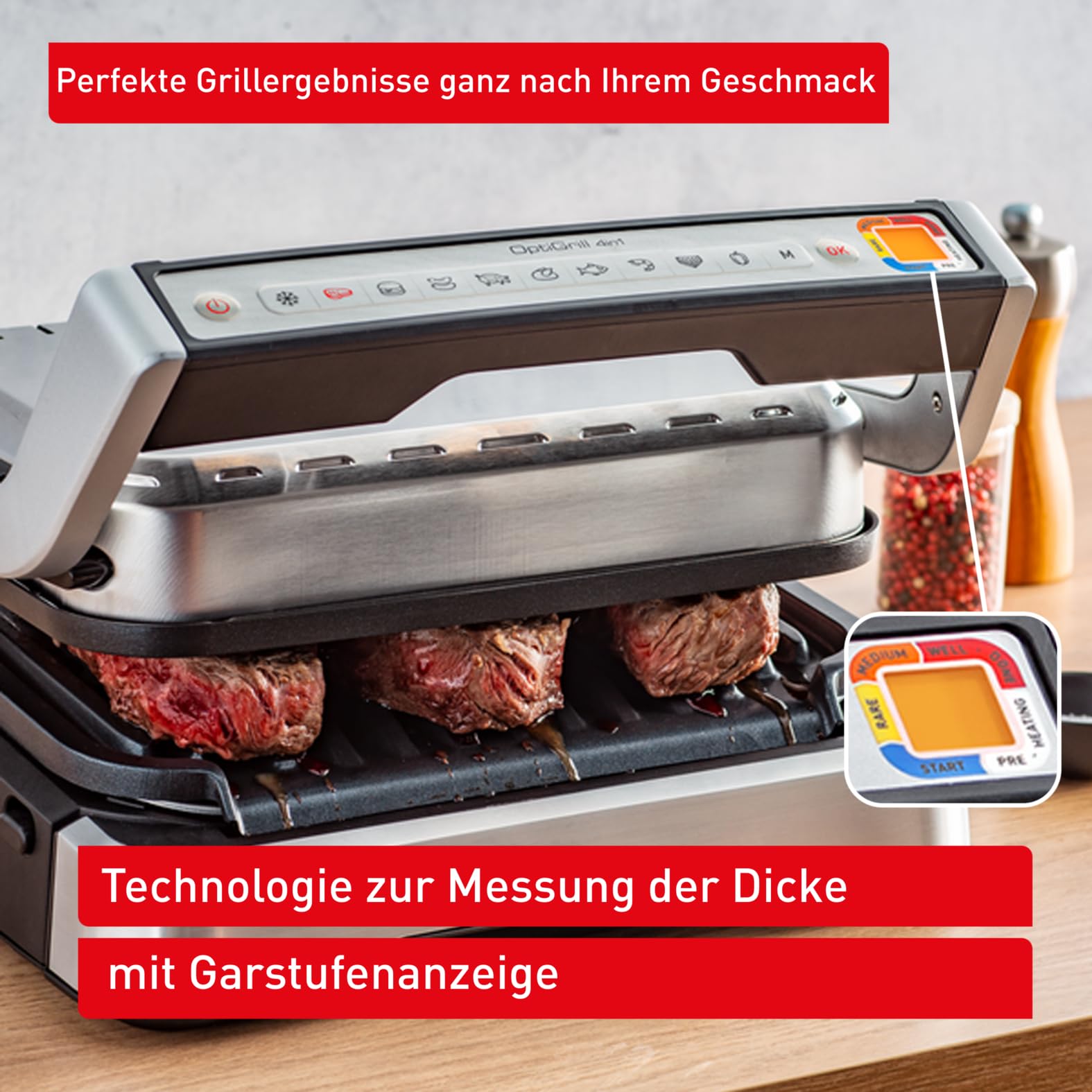 Tefal OptiGrill 4in1 Kontaktgrill mit Backschale, Aufklappbar, Tischgrill, 9 automatische Programme, Garstufenanzeige, spülmaschinengeeignete Teile, Elektrogrill, Backofen, GC776D10 8