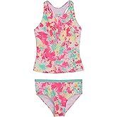 Lands' End Girls' UPF 50+ Swim Bikini Bottom and Racerback Tankini Set