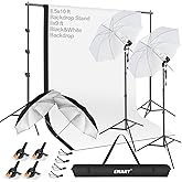 EMART Photography Backdrop Support System Kit, 8.5×10 ft Backdrop Stand, 400W 5500K Daylight Umbrella Continuous Lighting Set
