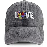 Vxchkerm Proud Autism Mom Hat for Women, Adjustable Washed Cotton Embroidered Autistic Puzzle Piece Mama Baseball Cap