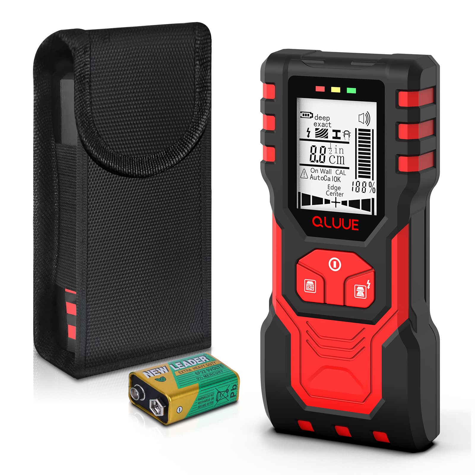 QLUUE Stud Finder,Wall Scanner 5 in 1 Electronic Sensor, Wall Scanner, Metal Pipe Detector, LCD Display with Battery, for Detecting Wood, Metal, and Cable in The Wall (SF1A)