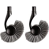 simplehuman BT1095 Replacement Toilet Brush Head, Easy Screw On, Stiff Outer Bristles, Black Plastic (Pack of 2)