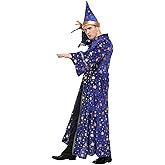 Lagusida Adults Wizard Costume Wizard Cloak Stars Magician Cape and Hat Witch Cloak