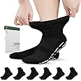 Bulinlulu Bamboo Viscose Diabetic Socks with Grippers for Men Women -6 Pairs Non Binding Ankle Slipper Socks Size 6-9 9-12