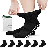 Bulinlulu Bamboo Viscose Diabetic Socks with Grippers for Men Women -6 Pairs Non Binding Ankle Slipper Socks Size 6-9 9-12