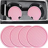 ZSDY Car Cup Coaster, 4PCS Universal Auto Non-Slip Cup Holder Embedded in Ornaments Coaster, Car Interior Accessories Sets, Pink