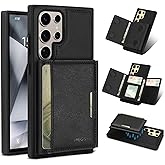 Godzoen for Samsung Galaxy S24 Ultra Wallet Case, 2-in-1 Detachable Magnetic Wallet Case, Card Holder RFID Blocking, Fashionable Faux Leather Card Slot & Folding Design (Black)
