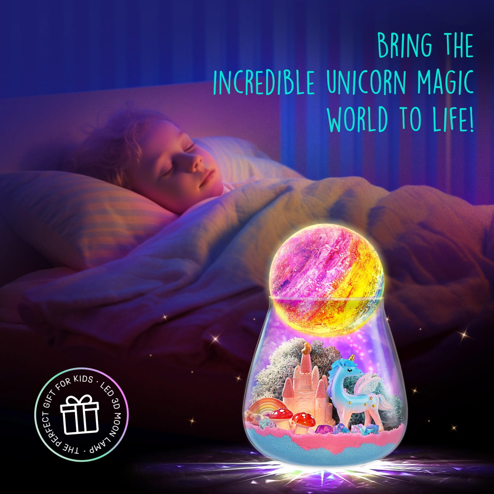 Unicorn Terrarium Gifts for Kids - Light Up Terrarium Crafts Kit with DIY Moon Lamp - Unicorn Toys for Girls - Arts and Crafts Birthday Gift for Girls Ages 4 5 6 7 8-12 Year Old