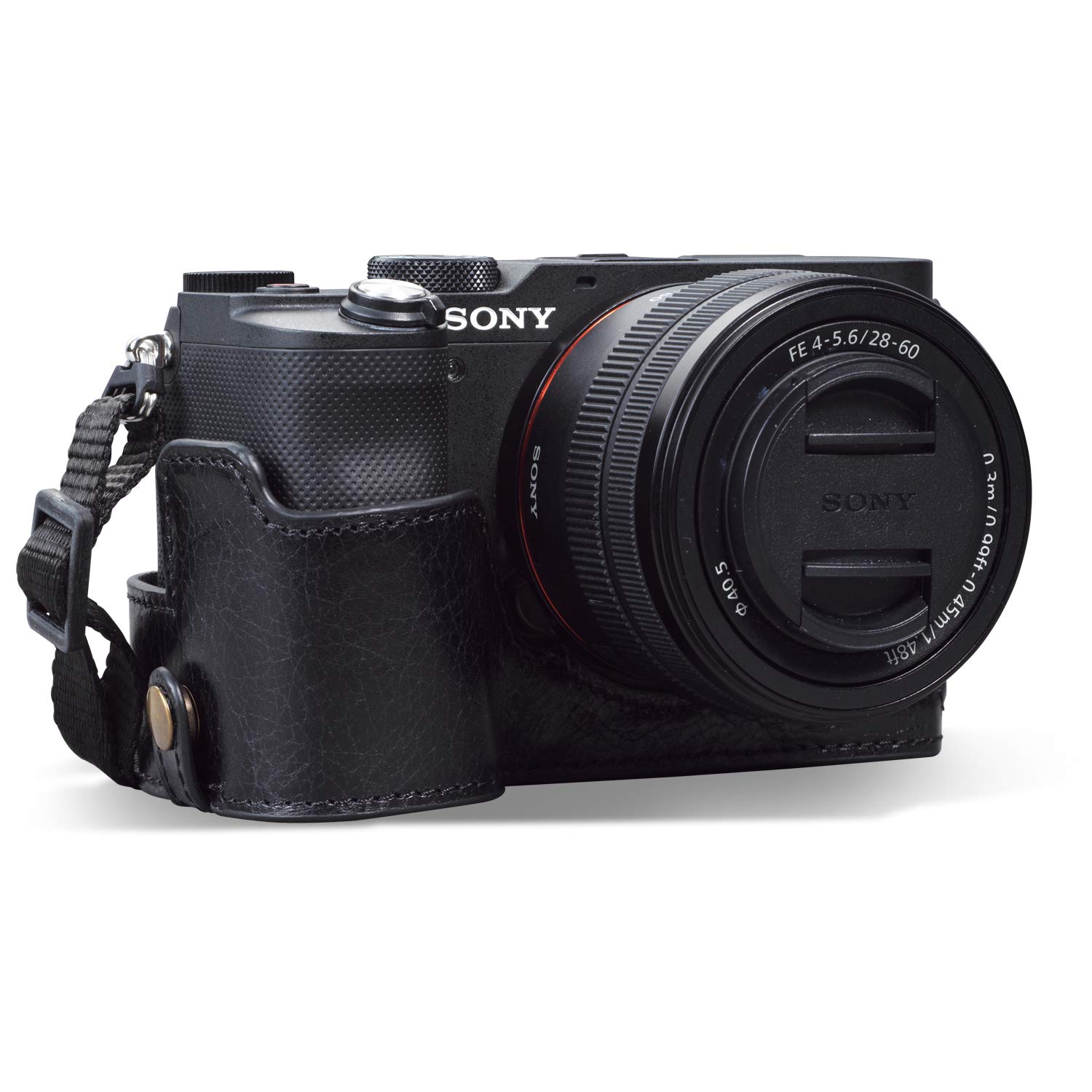 MegaGear MG1954 Ever Ready Genuine Leather Camera Half Case compatible with Sony Alpha 7C - Black