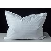 Eastwarmth Goose Feather Blend with Polyester Bed Pillows 100% Cotton, Medium Soft Soft Support Standard Pack of 1, Stripe White